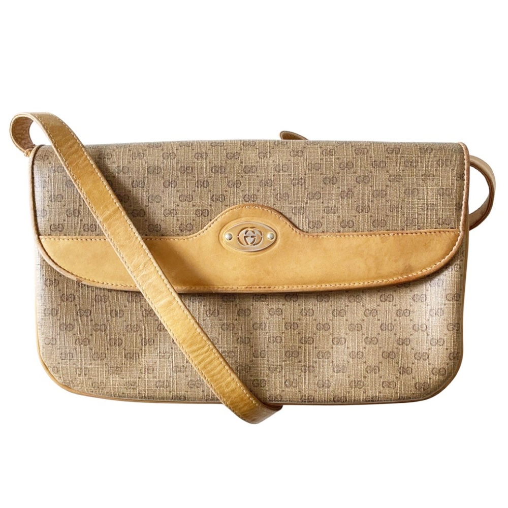 Gucci beige Guccissima monogram canvas and leather shoulder bag vintage